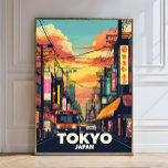 Tokyo Street Sunset-Vibrant Urban Japanese City Photo Print<br><div class="desc">Step into the heart of Tokyo with this vibrant cityscape capturing the energy and beauty of a bustling Japanese street at sunset. The sky is painted with warm hues, casting a surreal glow over neon-lit signs, power lines, and a lively street scene featuring an orange bus and iconic Japanese signage....</div>