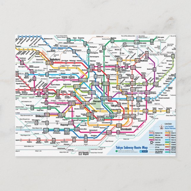 Tokyo Subway Map Postcard (Front)