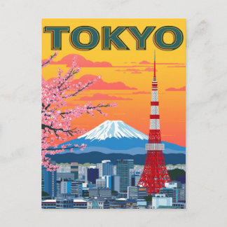 Tokyo Sunset and Mount Fuji Postcard