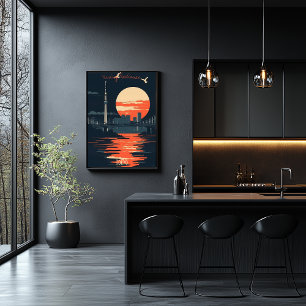 Tokyo Sunset - Urban Skyline Silhouettes Poster