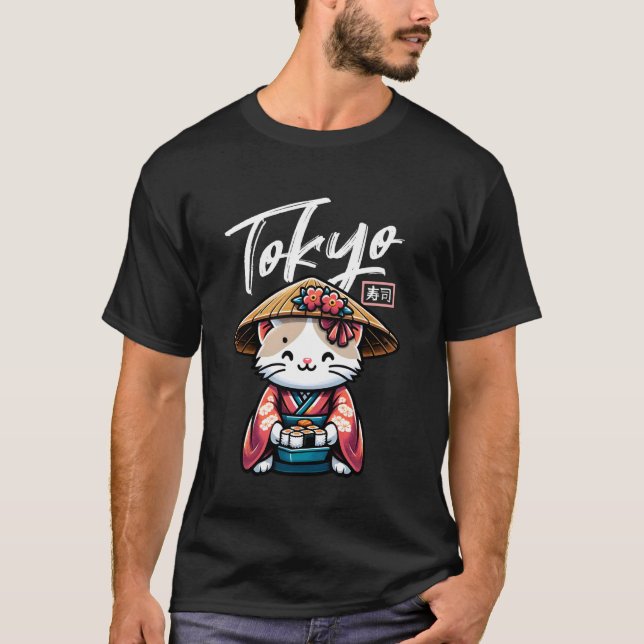 Tokyo Sushi Japanese Stuff Harajuku Kitten Kawaii  T-Shirt (Front)