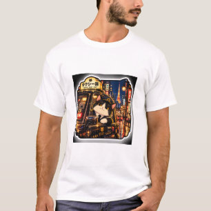 Tokyo Taxi Cat T-Shirt   Japanese City Night Art