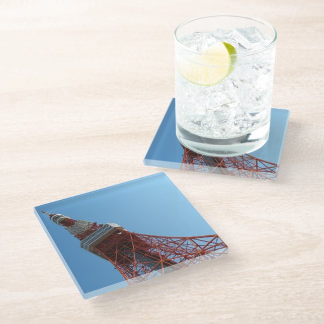 Tokyo Tower 東京タワー Glass Coaster (Angled)
