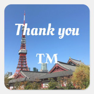 Tokyo Tower and Zojoji Temple Square Sticker