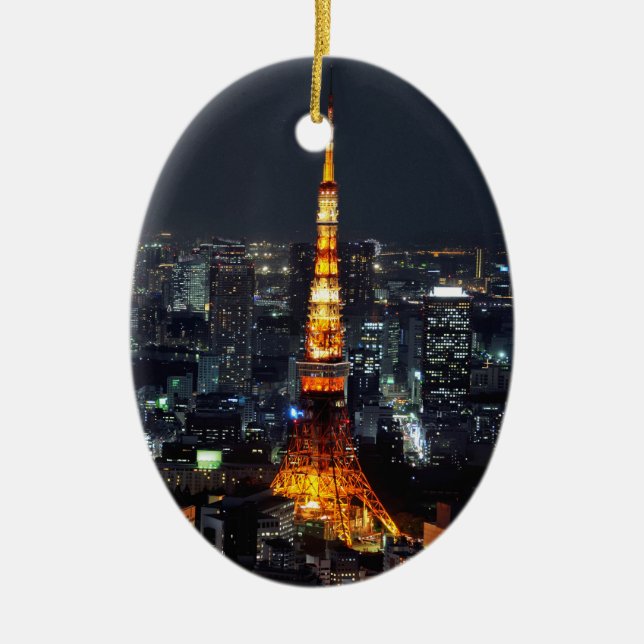 Tokyo Tower by Night :: Ceramic Ornament (Front)