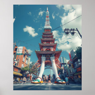 Tokyo Tower Fantasy   Surreal Cityscape Poster