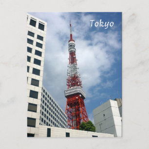 tokyo tower red postcard