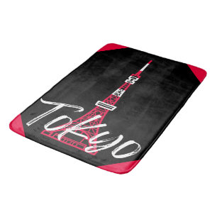 Tokyo Tower Sketch of Minato, Tokyo, Japan       Bath Mat
