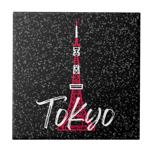Tokyo Tower Sketch of Minato, Tokyo, Japan   Ceramic Tile (Front)