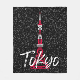 Tokyo Tower Sketch of Minato, Tokyo, Japan Fleece Blanket
