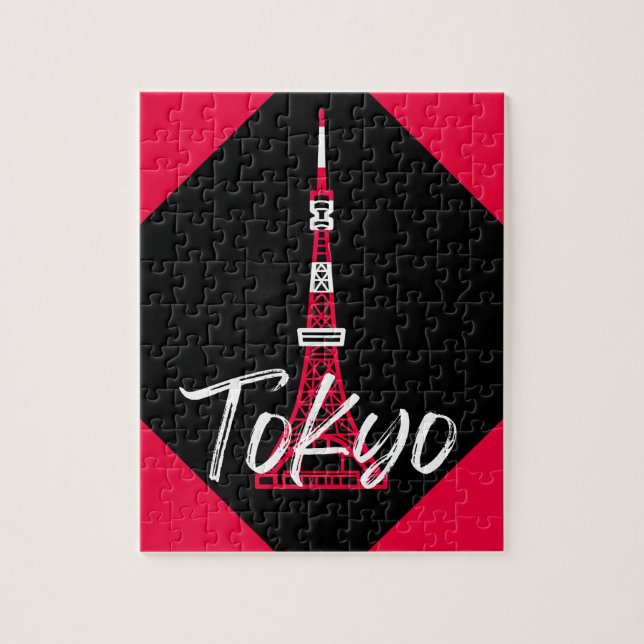 Tokyo Tower Sketch of Minato, Tokyo, Japan    Jigsaw Puzzle (Vertical)