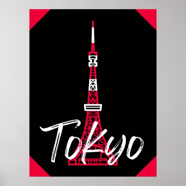 Tokyo Tower Sketch of Minato, Tokyo, Japan    Poster (Front)