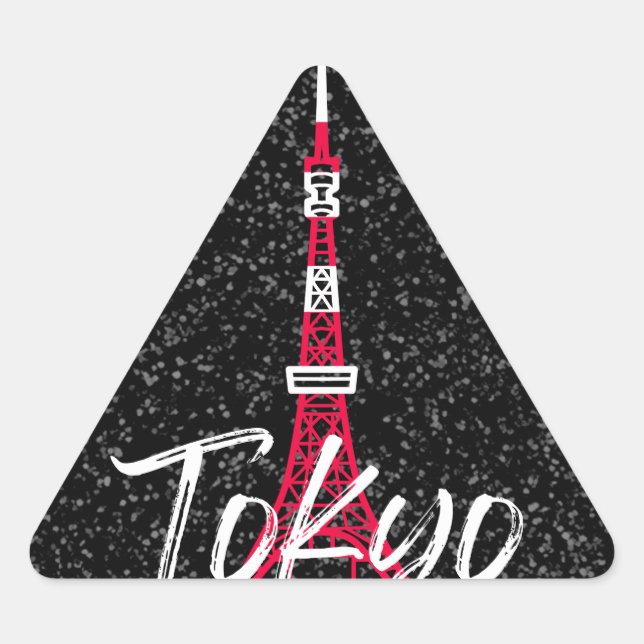 Tokyo Tower Sketch of Minato, Tokyo, Japan    Triangle Sticker (Front)