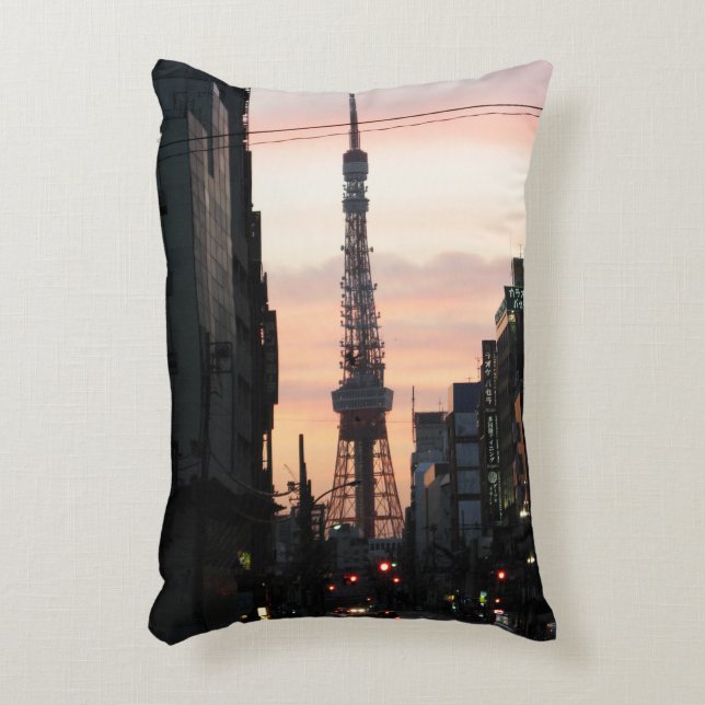 Tokyo Tower Sunrise 東京タワー日の出 Decorative Cushion (Front(Vertical))