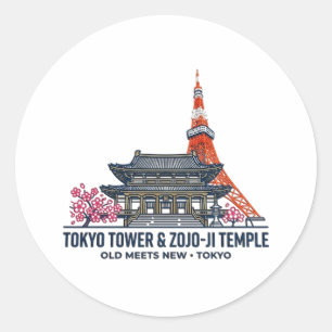 TOKYO TOWER & ZOJO-JI TEMPLE CLASSIC ROUND STICKER