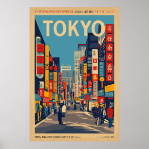 Tokyo vintage travel poster