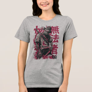Tokyo Yami – Outlaw Samurai with Japanese Typograp Tri-Blend Shirt