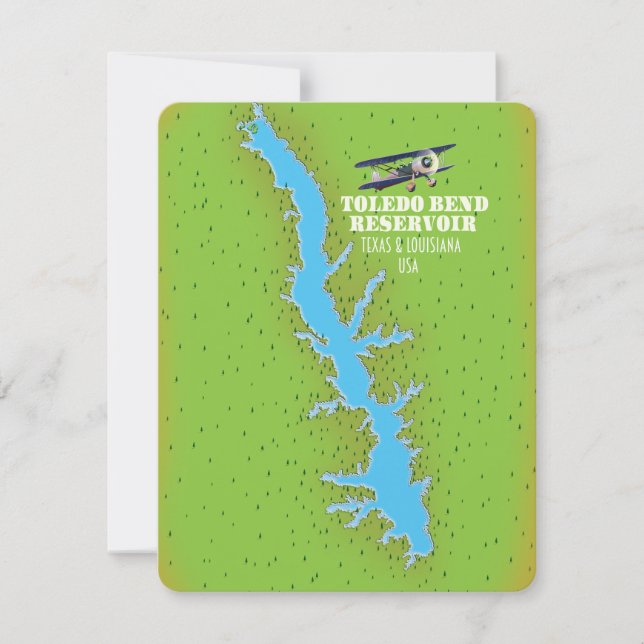 Toledo Bend reservoir Texas & Louisiana Map (Front)