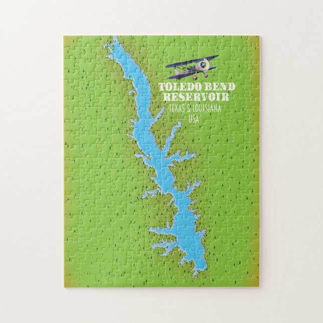 Toledo Bend reservoir Texas & Louisiana Map Jigsaw Puzzle (Vertical)