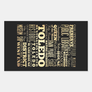 Toledo City of Ohio State Typography Art Rectangular Sticker