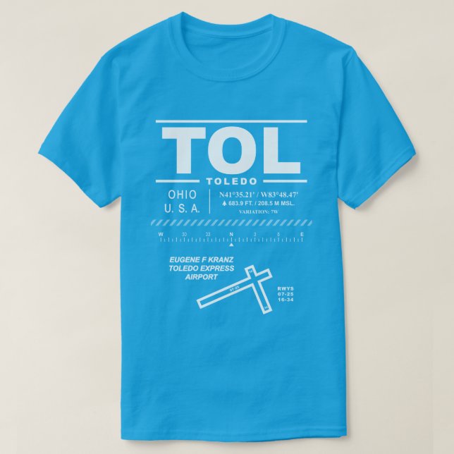 Toledo Express Airport TOL T-Shirt (Design Front)