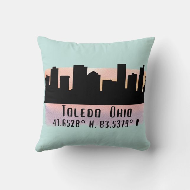 Toledo OH City Skyline  Cushion (Back)