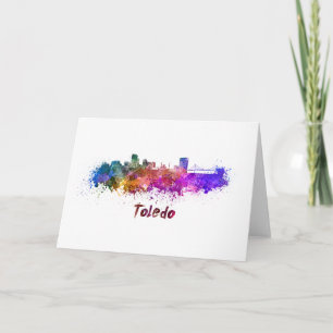 Toledo OH skyline in watercolor Card
