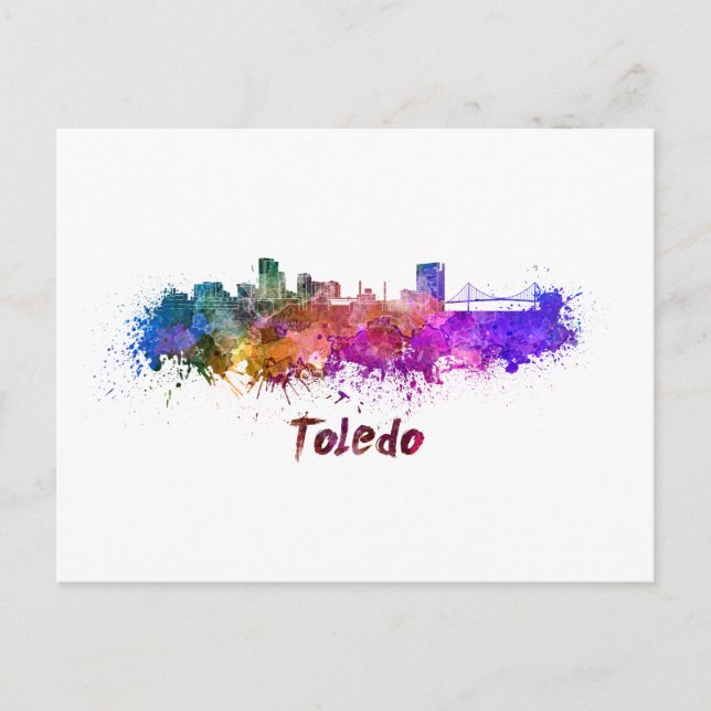Toledo OH skyline in watercolor Postcard (Front)