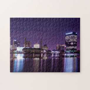 Toledo Ohio City Skyline at Night Jigsaw Puzzle