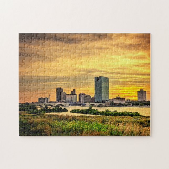 Toledo Ohio City Skyline at Sunset Jigsaw Puzzle (Horizontal)