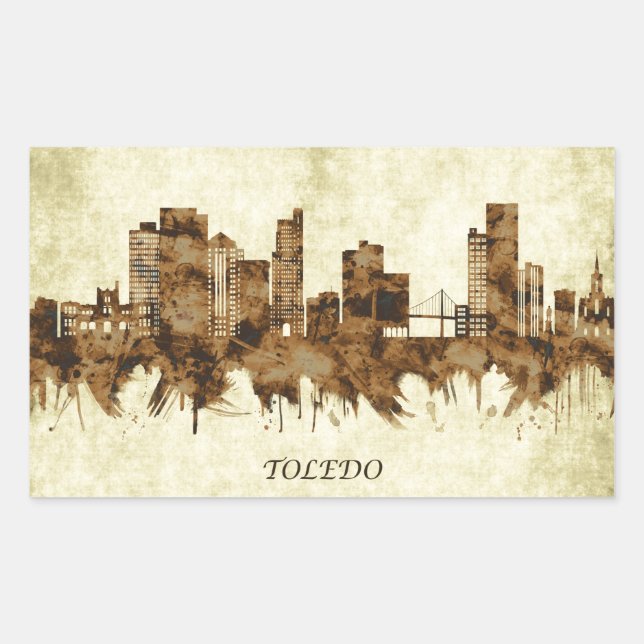 Toledo Ohio Cityscape Rectangular Sticker (Front)