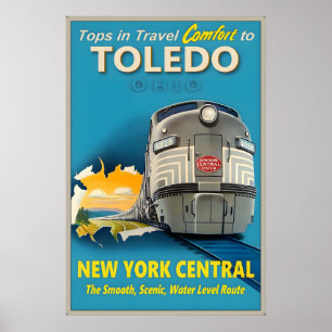 Toledo Ohio New York Central Railroad Tops in Poster