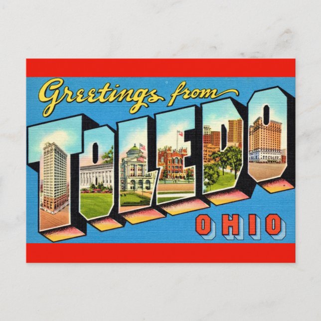 Toledo Ohio Retro Postcard (Front)