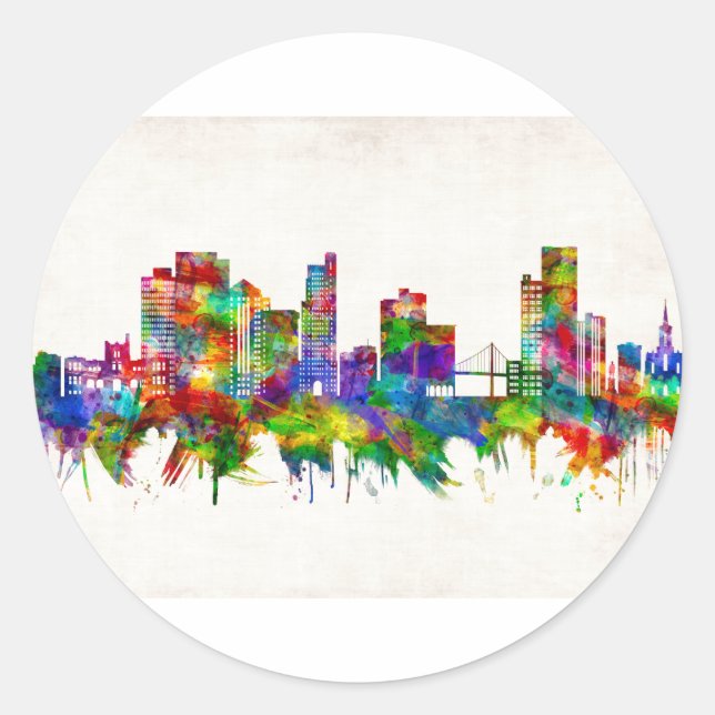 Toledo Ohio Skyline Classic Round Sticker (Front)