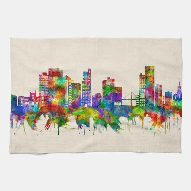 Toledo Ohio Skyline Tea Towel (Horizontal)