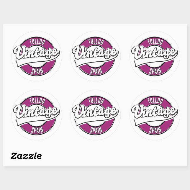 Toledo spain retro style logo classic round sticker (Sheet)