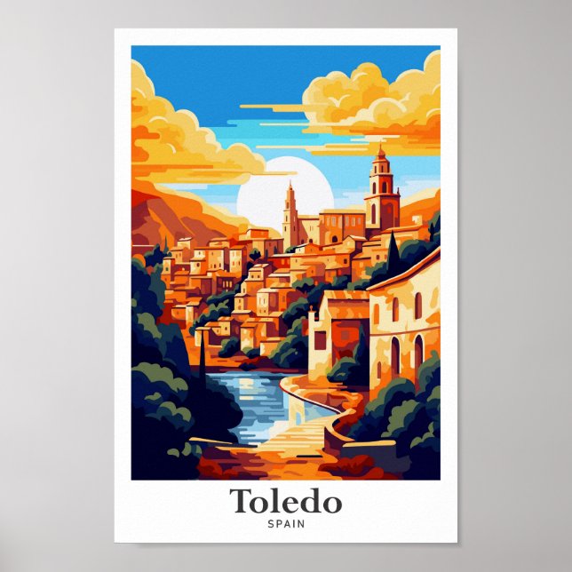 Toledo Spain Travel Vintage Illustration Poster (Front)