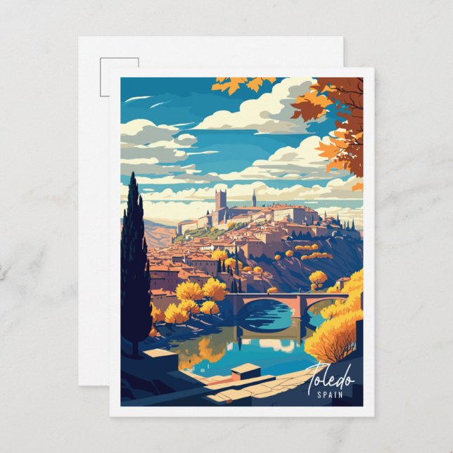 Toledo Spain vintage travel illustration Postcard (Front/Back)