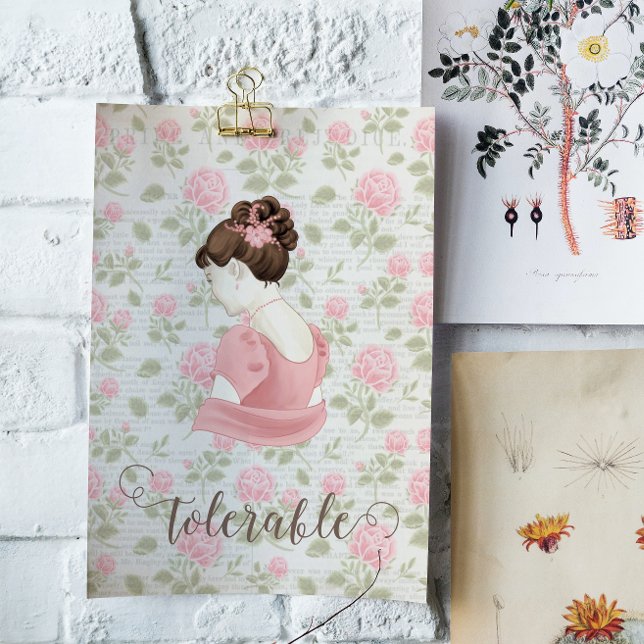 Tolerable - Jane Austen Floral Vintage Poster (Creator Uploaded)