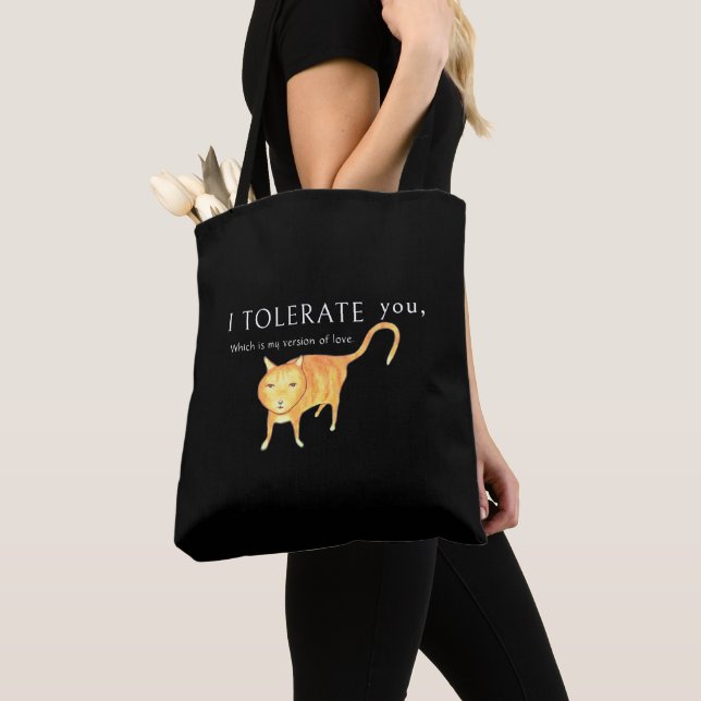 Tolerant Apathetic Orange Cat Tote Bag (Close Up)