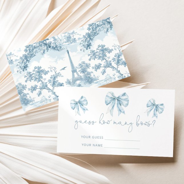 Tolie Blue French How many bows baby shower game Enclosure Card (Creator Uploaded)