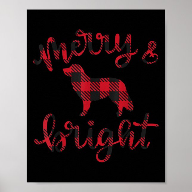 Toller Merry Christmas Buffalo Plaid Dog Cute For  Poster (Front)