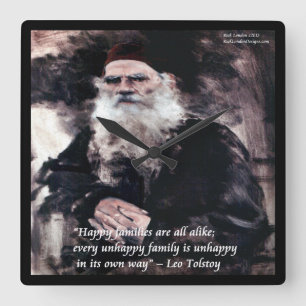 Tolstoy & 1st Line Of Anna Karenina Wall Clock