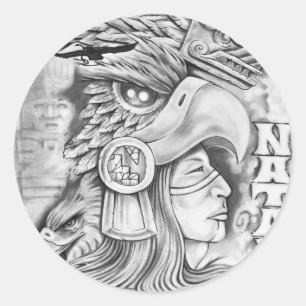 Toltec Warrior Classic Round Sticker
