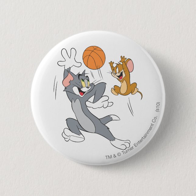Tom and Jerry Basketball 1 6 Cm Round Badge (Front)