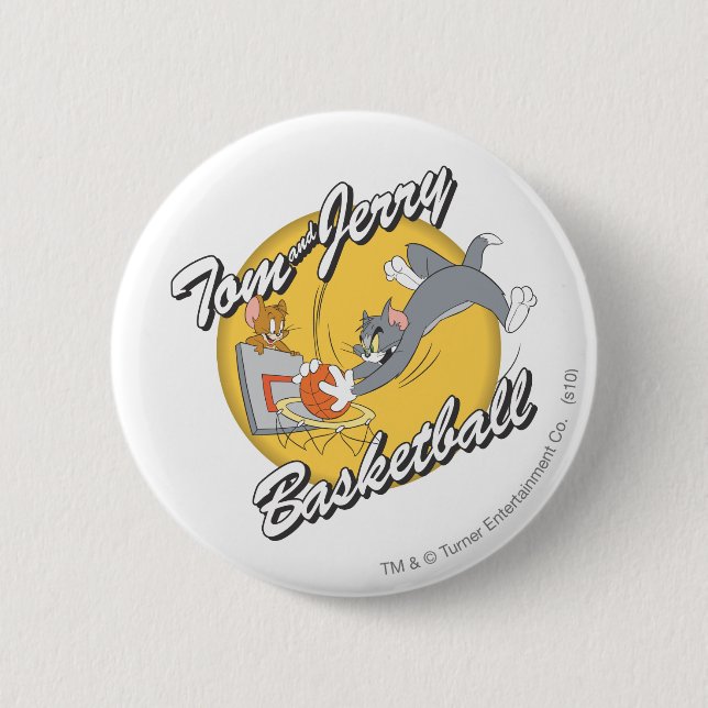 Tom and Jerry Basketball 2 6 Cm Round Badge (Front)