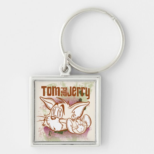 Tom and Jerry Brown and Green Key Ring (Front)