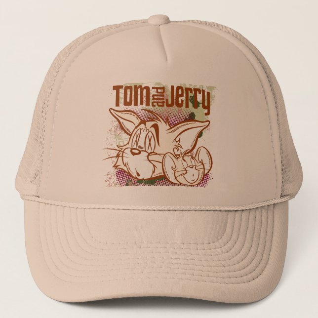 Tom and Jerry Brown and Green Trucker Hat (Front)
