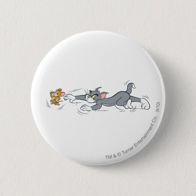 Tom and Jerry Chase 6 Cm Round Badge (Front)