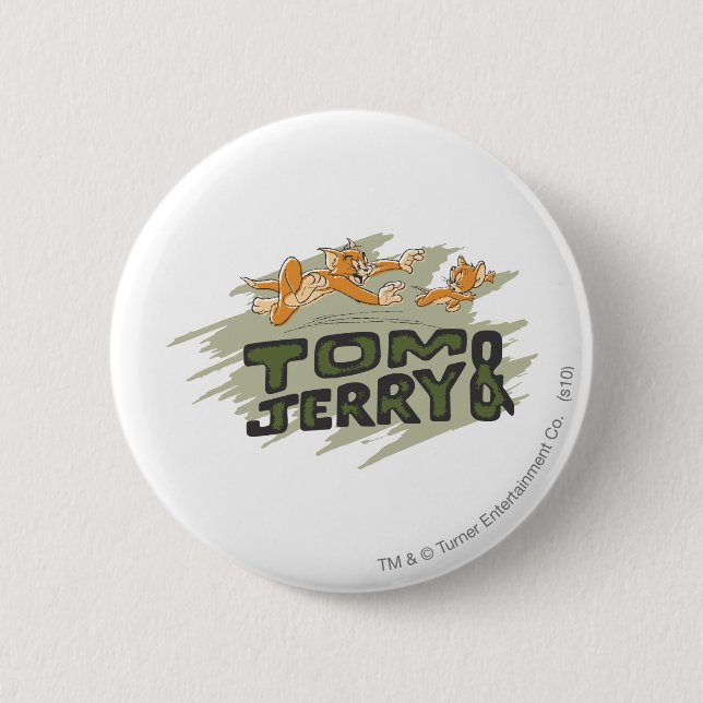 Tom and Jerry Chase Logo 6 Cm Round Badge (Front)